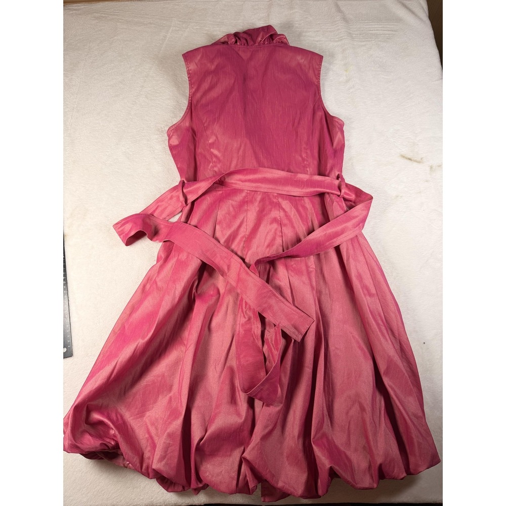 Samuel Dong Dress Womens S Pink Ruffle High Neck Bubble Hem Fit & Flare Party - Picture 9 of 14